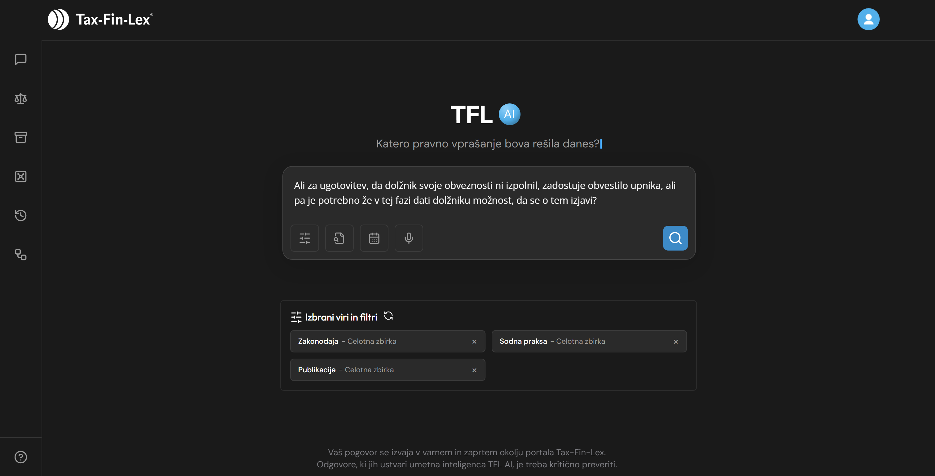 TFL AI - vpišite vprašanje v naravnem jeziku