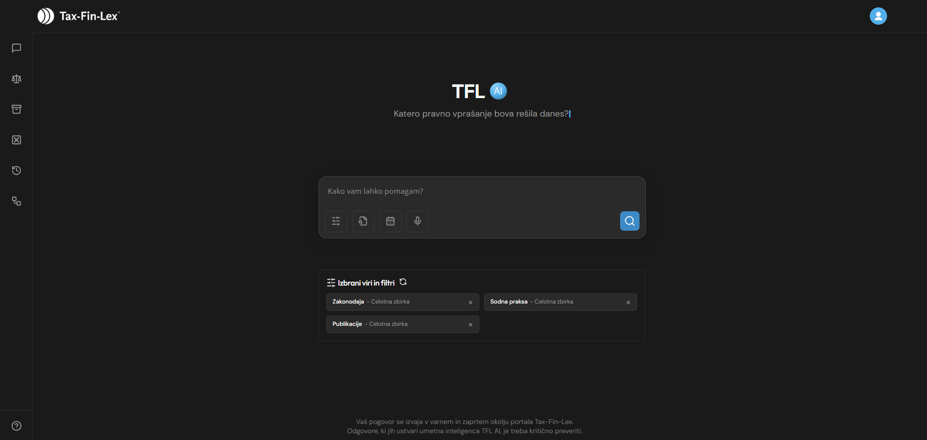 TFL AI vmesnik za pravno raziskovanje